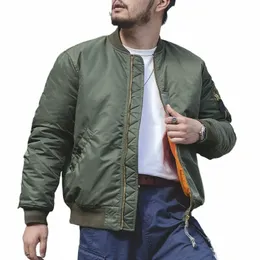 Maden Workwear American MA1 Pilot Jacket Homens Inverno Exército Verde Cott Casaco Engrossado Casaco Cott Casaco Jaqueta de Beisebol z9dQ #