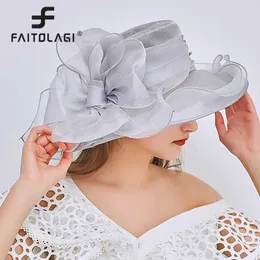 Geniş Memlu Şapkalar Kova Şapkaları Zarif Yay Kadın Şapkası Yaz Organik Geniş Brim Güneş Koruma Şapkası Kentucky Derby Hat Kilisesi Kilisesi Düğün Plajı Güneş Şapkası J240325