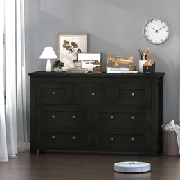 BRONOON Black Bedroom,7 Drawer Dresser,modern Farmhouse Chest of Drawers,wood Dresser Storage Organizer for Closet, Living Room, Hallway.