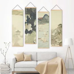 Kalligraphie-Poster im nordischen Stil, japanische Landschaft, gedruckt, Landschaft, Scroll-Gemälde, Leinwand, Wandkunst, Bilder, Heimdekoration für Schlafzimmer