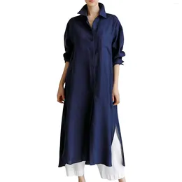 Casual Dresses Women's Fashion Shirt Dress Loose Oregelbundet botten Cardigan Långt elegant för kvinnor Summer Wome