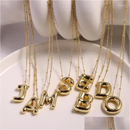 Ожерелья с подвесками, 18-каратное золото, массивный алфавит, пухлый гелиевый шар и пузырь, ожерелье с начальной буквой для женщин и мальчиков, ювелирные изделия для вечеринок Dr Dhd1U