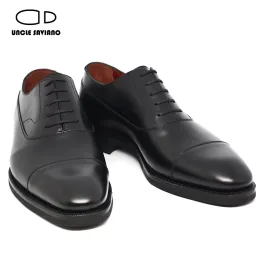 Shoes Uncle Saviano Oxford Dress Men Shoes Genuine Leather Handmade Fashion Luxury Designer Business Wedding Formal Best Man Shoes