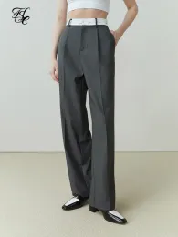 Capris Fsle Design Sense cucitura in vita Pantaloni da pendolare per donne all'inizio della primavera New Slim Highwaist Casual Pantaloni Office Lady