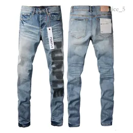 Jeans masculino Man Purple Jean Pants Designer preto adesivos magros de lavagem leve Motrocycle Rock Revival Joggers True Religions Men 8659