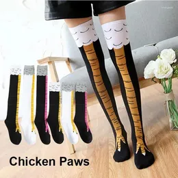 Women Socks Funny Chicken Paws Toe Claw Stockings Female High Tube Knee Feet Cute 3D Print Cotton Calf For Girls