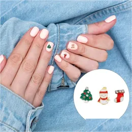 Stickers & Decals Nail 15Pcs Alloy Art Charms Christmas Decorations Diy Manicure Ornament Drop Delivery Health Beauty Salon Dhvpc