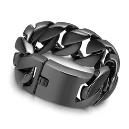 Hochwertiges, großes 316l-Edelstahl-25-mm-vergoldetes schweres Hip-Hop-Herrenarmband mit klobiger kubanischer Kette