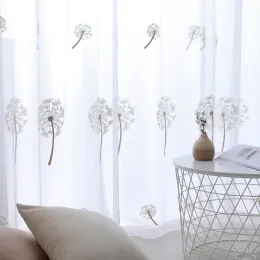 Zasłony biały mniszek lekarski zasłony do haftowania sypialni organiczne przezroczyste kwiatowe rolety za leczenie okien