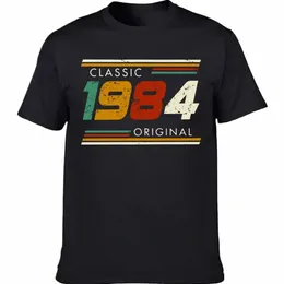 Grafik Doğum Günü Hediyesi Kısa kollu 40 yaşında 1984 Gömlek Doğum 40. Doğum Günü Yaz T-Shirt Retro Vintage 1984 Tshirt R65L#