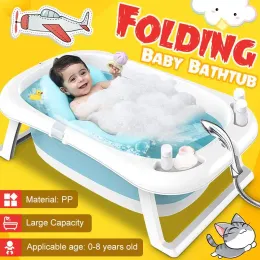 Bathtubs Newborn Toddler Folding Baby Shower Bath Tub Collapsible Bathtubs Support with Cushion Smart Thermometer Portable Bathtubs