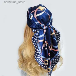 BANDANAS DURAG İPLEK ACAHTARLARI Kadın Lüks Marka Yaz Moda Tasarımcı Kafa/Saç Eşarfı 90*90cm Hijab Bandana Cheveux Femme 90x90cm Y240325