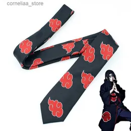 Gravatas de pescoço gravatas anime gravata vermelha símbolo de nuvem cosplay acessórios de fantasia kakashi homens mulheres cosplay roupas prop presentes de halloween y240325