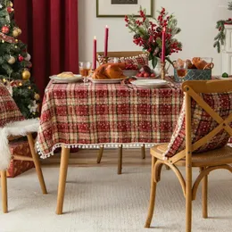 Bordsduk Red Christmas Tracloths för rektangelbord med TASSEL DECORATIVE HELSE PLAIL COVER FESTIVE MATURNA