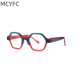 MCYFC Fashion Split Color Brillengestell für Männer und Frauen, Acetatmaterial, ultraleichte, handgefertigte Unisex-Brille 240313