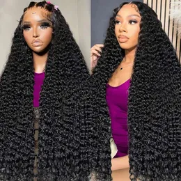 Fadaina Deep Wave Front Wigs 180密度、30インチのレースの前面ウィッグ人間の髪の毛（30inch、13x6 Curly Wig）