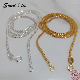 Catene SOMILIA Moda Collana in oro giallo 18 carati Autentico S925 Argento sterling scintillante Catena maglione clavicola Alta gioielleria per donna