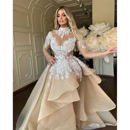 ASO OCT EBI ARABIC PLUS SIZE Champagne Mermaid Wedding Dress For Bride Lace Pearls Crystals Dronts Dronses ZJ es