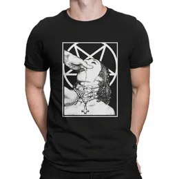 Satanic Nun T Shirt Men Pure Cott Creative T-shirts Crewneck Bluźnierskie TEE TEES KRÓTKO