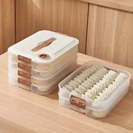 Organização caixa de armazenamento de bolinho multicamadas com tampa organizador multiuso suprimentos para cozinha wonton macarrão geladeira organização