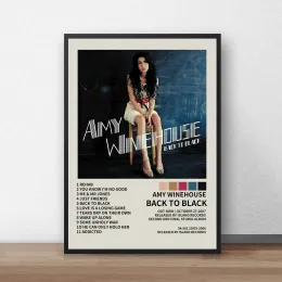 Calligraphy Amy Winehouse Back to Black Music Album Cover Poster Canvas Print Home Decoration Wall Painting (ingen ram)