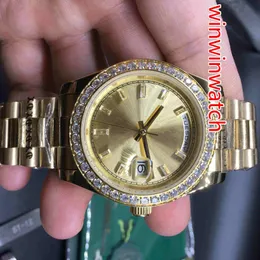 luxury gold diamond watches mens automatic mechanical watch gold stainless steel gold dial Watches Luxury glittering diamond Wrist250a