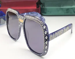Wholedesigner 0427 نظارة شمسية للنساء مع تصميم أحجار الماس 0427S نظارات إطار مربعة أعلى جودة نظارة UV400 Prote6567507