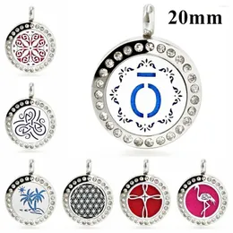 Pendant Necklaces 20mm 316L Stainless Steel Magnetic/Twist Diffuser Locket Flower Of Life Necklace Free 10Pads