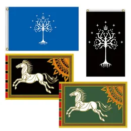 Accessories 90x150cm Black White Horse Tree Rohan Decoration Banner Flag Wall Hanging School Bar KTV Home School Cosplay Party Flags Banner