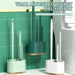 Brushes 3in1 Wall Mounted Toilet Brush And Holder Set With Longhandle Clean Brush Without Dead Corner Bathroom Products Toilet Brush