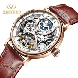 KINYUED Skeleton Watches Mechanical Automatic Watch Men Sport Clock Casual Business Moon Wrist Watch Relojes Hombre 210910333W