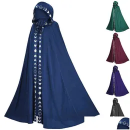 Kostium motyw Kobieta Mant Veet Cloak Płaszcz Kurtka Wicca Robe Medieval Cape Shawl Halloween Opera Cosplay Larp Witch Wizard H220726 Dro Dhhcu