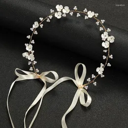 Hair Accessories Bridal Gold/Silver Color Flower Ribbon Hairband Headband Women Headpiece Wedding Jewelry