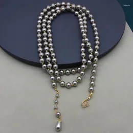 Pendant Necklaces Europe And The United States Fashion Grey Glass Beads A Variety Of Wear Pearl Long Women's Necklace Jewelry