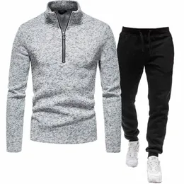 Masculino Treino Running Fitn Casaco Sportswear Sweatpants Ternos Meia Zip Gola Camisola Pulôver Mens Conjuntos Moletons + Calças P3uy #