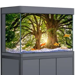 Decorações fundo de aquário 3d floresta raízes de árvores natureza tropical impressão hd papel de parede tanque de peixes répteis habitat decorações pvc