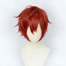 Perucas anime conjunto estrelas amagi hiiro cosplay perucas vermelho curto resistente ao calor perucas de cabelo sintético + peruca boné