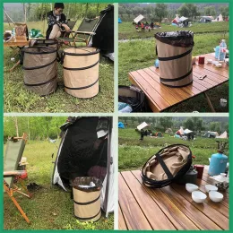 Bags Outdoor Portable Folding Camping Trash Can Waterproof Picnic Reusable Garden Garbage Bag Leaf Grass Collection Bin