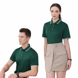 quick Dry Solid Short Polos For Men and Women Summer Breathable Stripe Polo Stand Busin Casual Female and Male Short Shirts n57C#