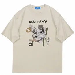 japansk harajuku t-shirt män streetwear rolig karto katt grafik t-shirt 2023 män Cott Tshirt Short Sleeve Tops Tees Hip Hop 34ID#