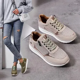 Casual Shoes Women Gold Sneakers Zipper Platform Trainers Lace-Up Tenis Feminino Zapatos De Mujer Womens