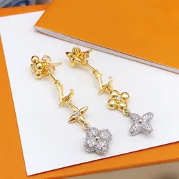 Orecchini classici da donna di marca di moda firmati Lady Gold orecchini con diamanti gioielli da sposa per feste con scatola