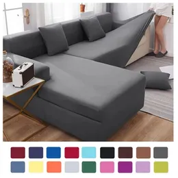 Feste Farbe 1234 Sitzsofa Abdeckung Stretch Milk Seidenstoff Couch Couch für Wohnzimmer Sektion Ecke Sofa Slipcover 1pc 240325