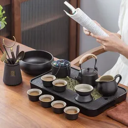 TeAware Setleri Siyah Kungfu Çay Seti Töreni Taşınabilir Antika Çin Matcha Infuser Services Mate Cup Hediye Tazas De Te sofra Takımı