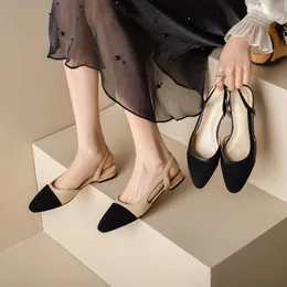 Modedesign kvinnors slingback sandaler kedja balettlägenheter espadrilles ballerina sandaler kvinnor fest bröllop skor chunky klackar toffel skor loafers