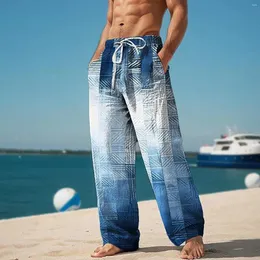 Herrbyxor byxor Summer Beach Drawstring Elastic midja 3D Tryck stripbräda shorts män mens simma med foder