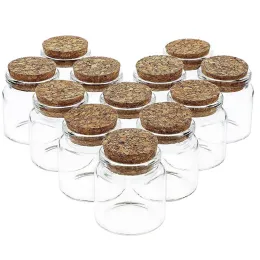 항아리 12/24/60pcs 50*47mm 50ml 코르크 유리 병 스토퍼 매운 저장 용기 병 컨테이너 저장 항아리 바이알 유리 향신료 DIY 크래프트