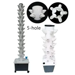 Krukor 5hål Hydroponic Growing System Garden Balkony Vertikala tornplantor Diy Soilless Culture Grow Pot Kit Löstagbara koppar