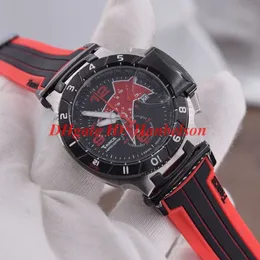 Limited edition 1835 SPECIAL COLLECTIONS T048 417 27 017 00 Quartz movement steel case Black bezel Red star dial rubber band Male 292M