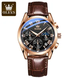 Olevs 2871 New Fashion Fashion Glass Quartz Designer Watches Leather Men Wather Weather Leatam